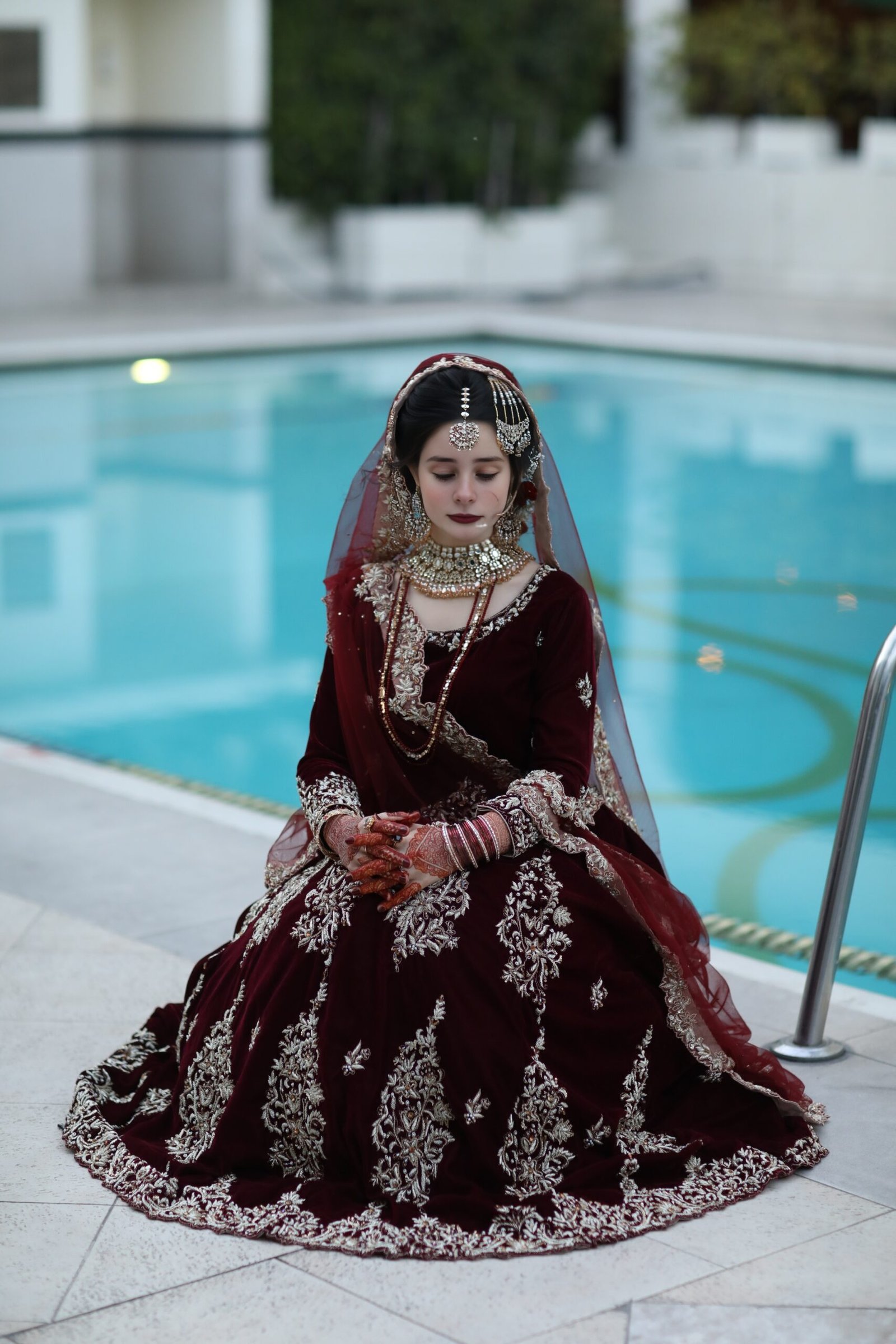 Sophisticated Charm: Elegant Red Bridal Wear